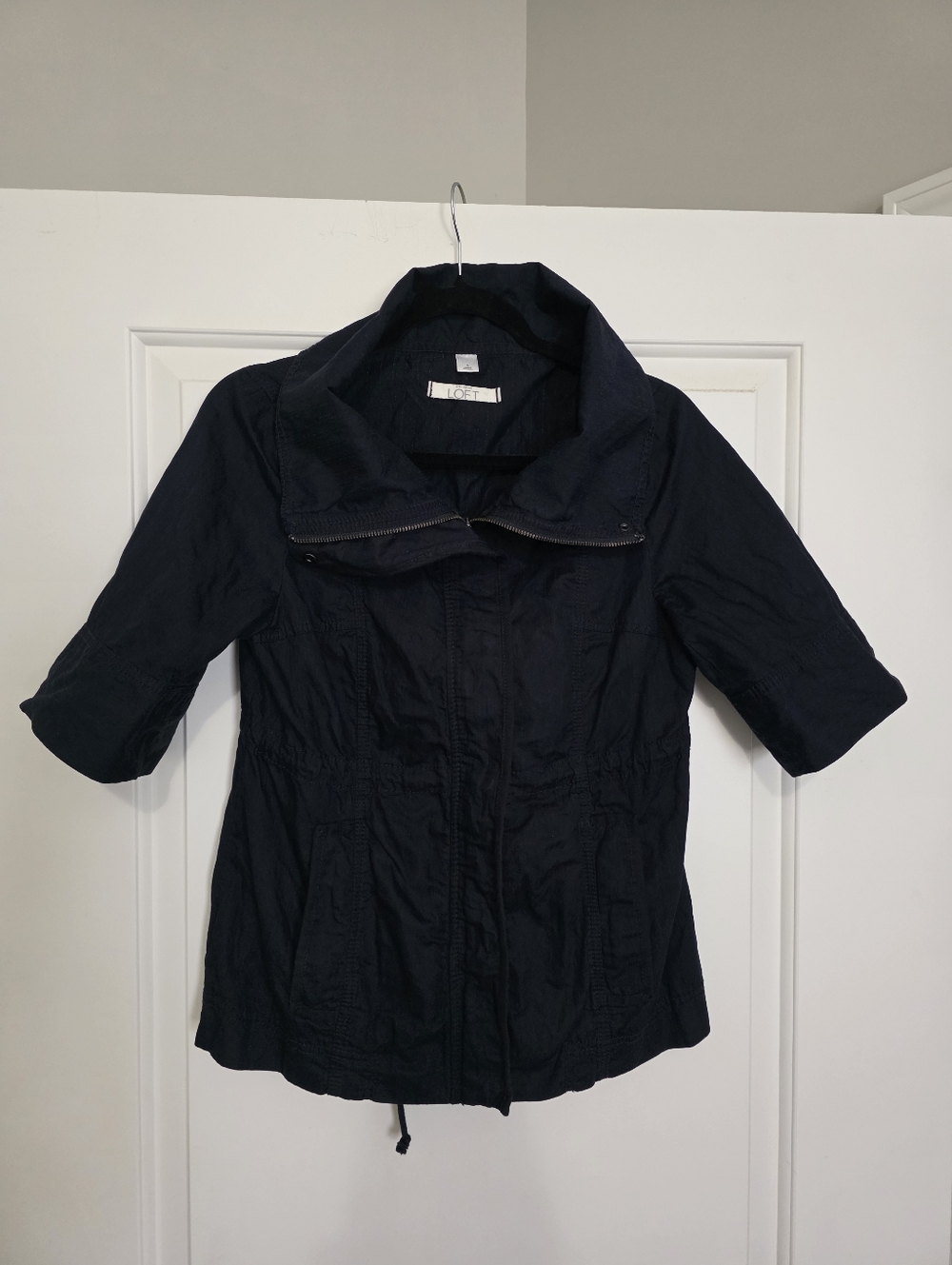 LOFT Navy Short-Sleeve Light Weight Jacket